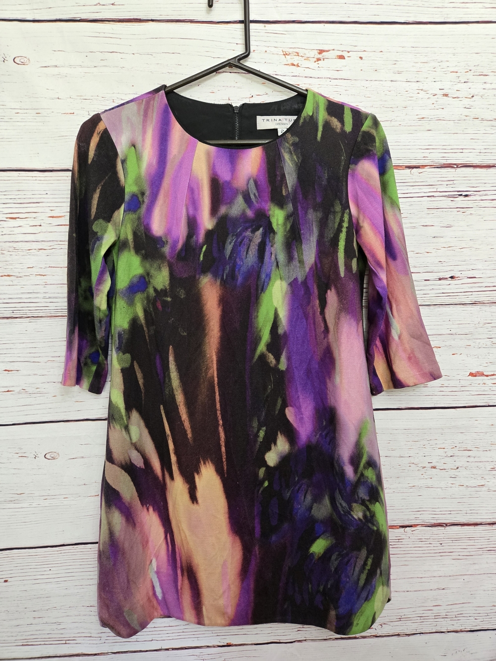 Trina Turk Abstract Floral Bodycon Dress Size 2 Multicolor